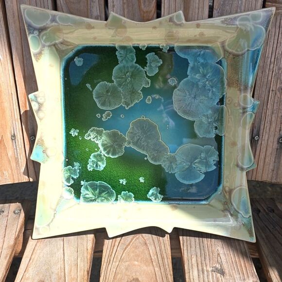 Cream and Green Ceramic Art Piece with Ethereal Design. One Of A KIND! - Picture 10 of 11